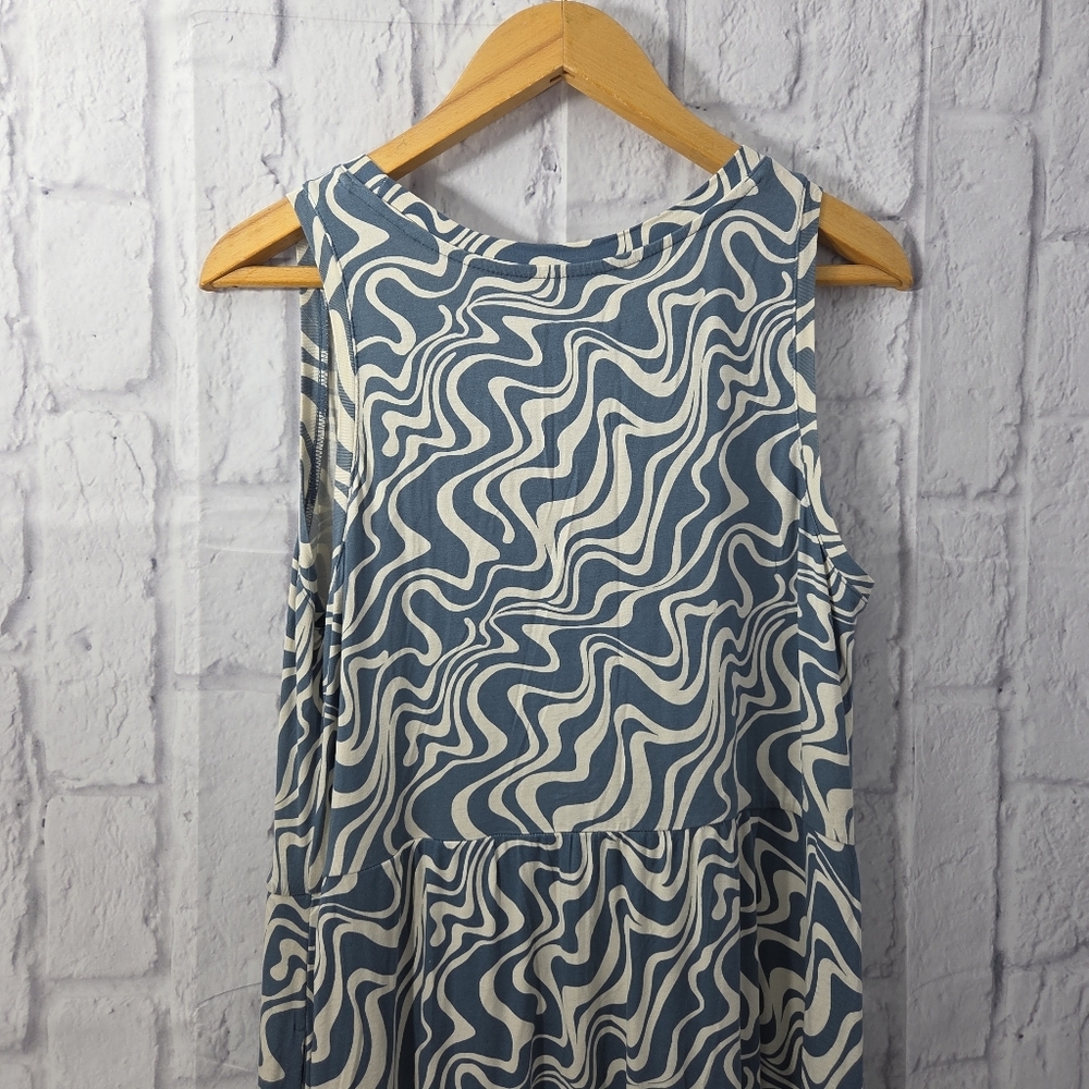 Ava & Viv X Blue Swirl Sleeveless Asymmetrical Hem Casual Summer Sun Dress - Picture 5 of 8